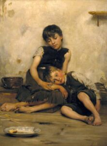 Ritratto sulla povertà di Thomas Benjamin Kennington (1885)