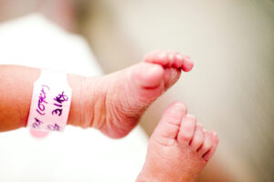 a newborn baby's feet