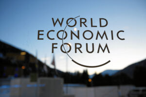 DAVOS/SWITZERLAND, 23JAN11 - The WEF logo is seen on a window at the congress center during preparations for the upcoming Annual Meeting 2011 of the World Economic Forum in Davos, Switzerland, January 23, 2011. Copyright by World Economic Forum swiss-image.ch/Photo by Jolanda Flubacher
