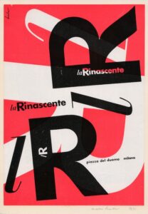 Max Huber, La Rinascente - lR,1951, pagina pubblicitaria, stampa, 29,3 x 20,3 cm Archivio Max Huber